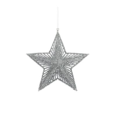 Glitter Star Hanging Decoration - Silver - 20cm