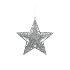 Glitter Star Hanging Decoration - Silver - 20cm