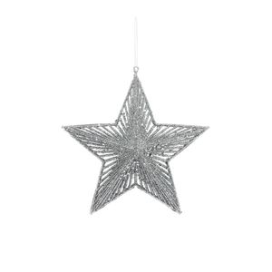 Glitter Star Hanging Decoration - Silver - 20cm