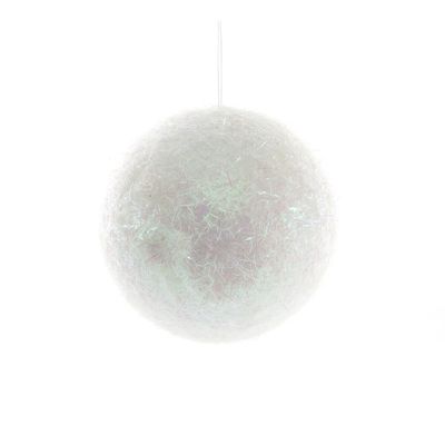 Irridescent White Snowball Hanging Decoration - 10cm