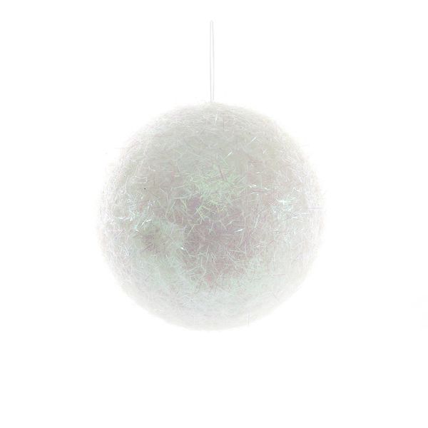 Irridescent White Snowball Hanging Decoration - 10cm