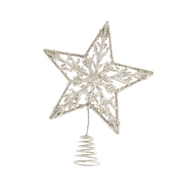 Glitter Star Tree Topper - Champagne - 23cm