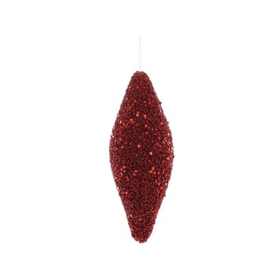 Glitter Drop Hanging Decoration - Red - 18cm