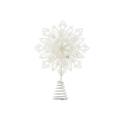 Glitter Snowflake Tree Topper - White - 23cm 