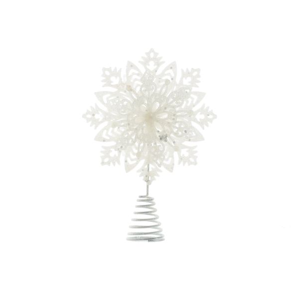 Glitter Snowflake Tree Topper - White - 23cm 