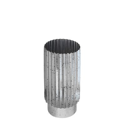 Ribbed Cylinder Vase Silver Tonal - H30 x Dia 15cm