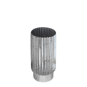 Ribbed Cylinder Vase Silver Tonal - H30 x Dia 15cm