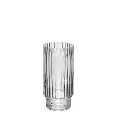 Clear Vase Wide Ribbed - H20 x Dia 9.5cm