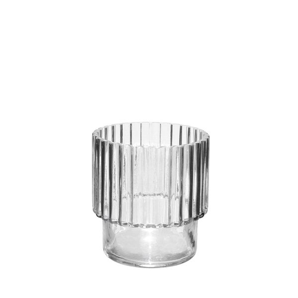 Clear Vase Wide Ribbed - H15 x Dia 15cm