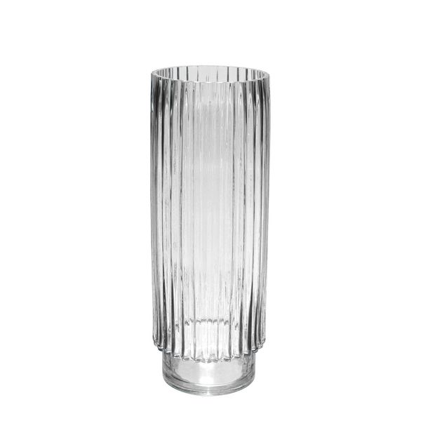 Clear Vase Wide Ribbed - H40 x Dia 15cm