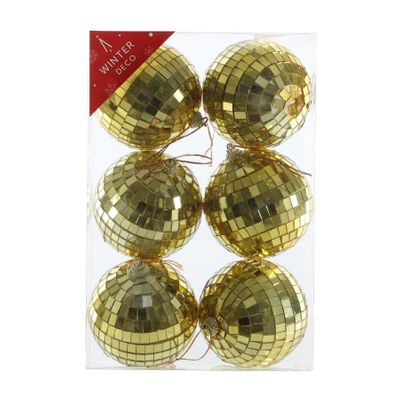 Gold Disco Baubles (8cm) (6 Pieces)