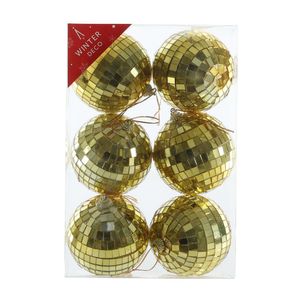 Gold Disco Baubles (8cm) (6 Pieces)