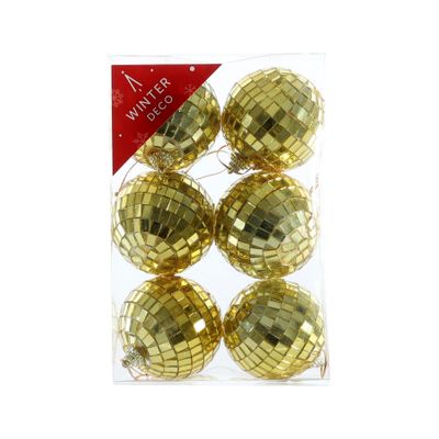 Gold Disco Baubles (6cm) (6 Pieces)