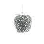 Glittered Hanging Apple - Silver - 80mm