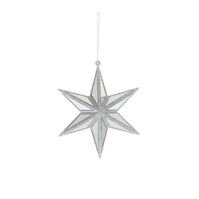 Mirror Star Hanging  Decoration - Silver - 12cm