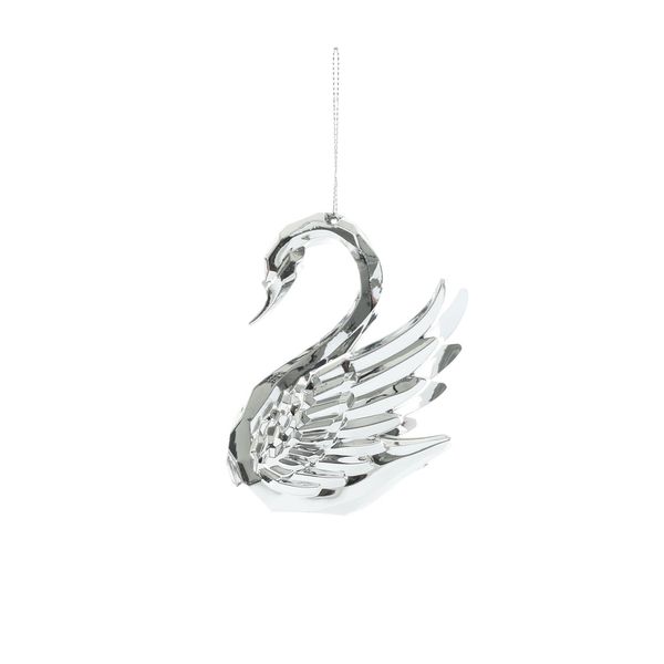 Swan Hanging Decoration -Shiny Silver - 10cm