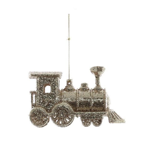 Sparkly Train Hanging Decoration -Champagne - 8cm