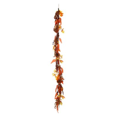 Autumn Rattan Garland Pumpkins & Berries - Orange - 180cm