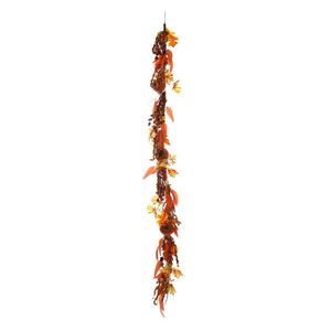 Autumn Rattan Garland Pumpkins & Berries - Orange - 180cm