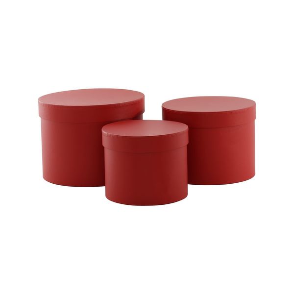 Red Hat Box (Set of 3) (Largest - D19 x H14.4cm)