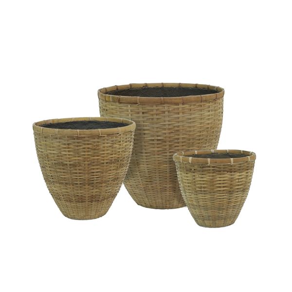 Hortus Classic Rounded Tapered Bamboo Planter - x 3