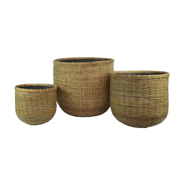 Hortus Classic Rounded Bamboo Planter - x 3