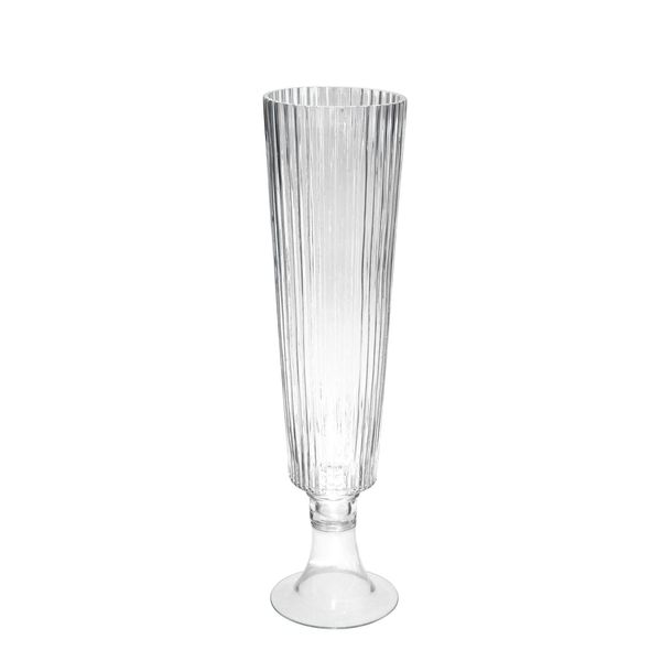 Clear Ribbed Fluted Vase - H56 x Dia 13cm