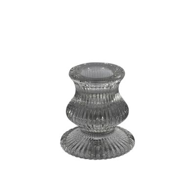 Eliza Taper Candle Holder -  5.5 x 6cm - Grey