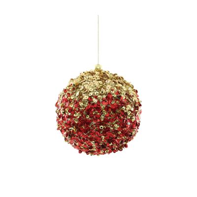 Sequin Encrusted Hanging Decoration - Gold/Red 