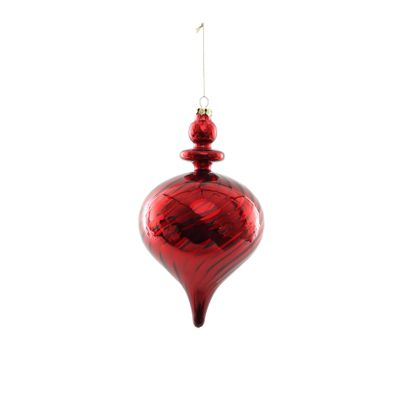 Swirl Pattern Glass Hanging Decoration - RED - 25x14cm