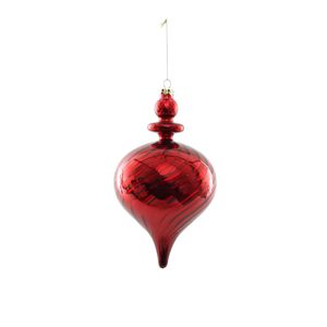 Swirl Pattern Glass Hanging Decoration - RED - 25x14cm