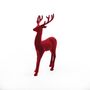 Flocked Reindeer - Burgundy -H32cm