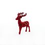 Flocked Reindeer Hanging Decoration - Burgundy - 12cm