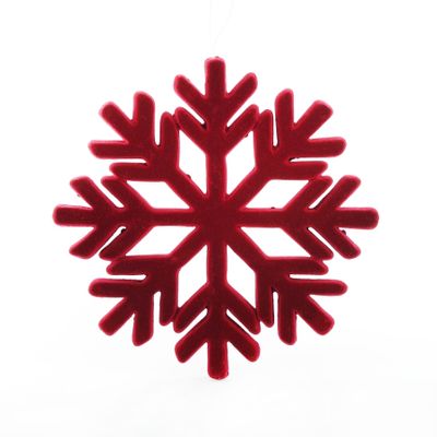 Flocked Snowflake Hanging Decoration - Burgundy  -22cm