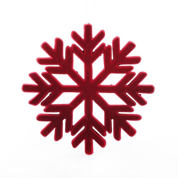 Flocked Snowflake Hanging Decoration - Burgundy  -22cm