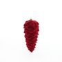Flocked Closed Pinecone Hanging Decoration - Burgundy - 13cm