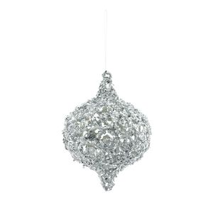 Filigree Glitter Onion Hanging Decoration - Silver - 18cm