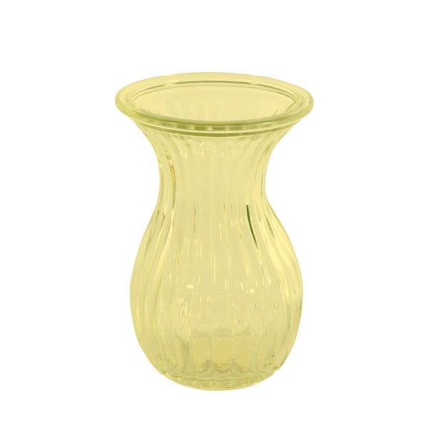 Harper Fluted Flare Top Vase - H14cm - Yellow