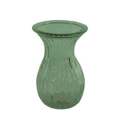 Harper Fluted Flare Top Vase - H14cm - Green