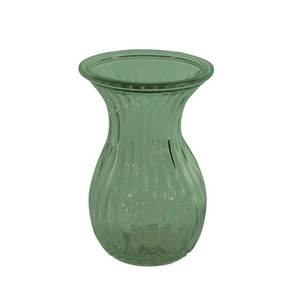 Harper Fluted Flare Top Vase - H14cm - Green