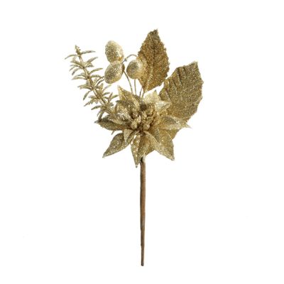 Flower & Berry Pick - Gold -21cm