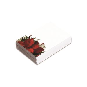 Small Card - Poinsettia and Berries - No Message - Pk25