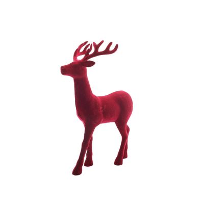 Flocked Reindeer - Burgundy -  H45cm