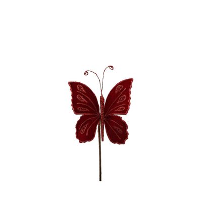 Velvet Butterfly - Red - 17x17cm