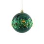 Electroplated Bauble with Glitter & Gems - Green/Gold -15cm