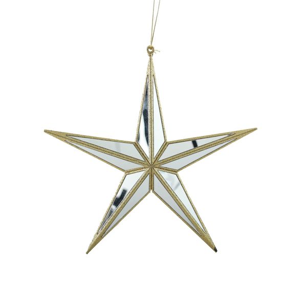 Mirror Star Hanging  Decoration - Gold - 27cm