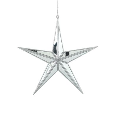 Mirror Star Hanging  Decoration - Silver - 27cm