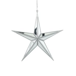 Mirror Star Hanging  Decoration - Silver - 27cm