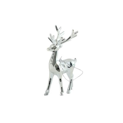 Reindeer Hanging Decoration - Shiny Silver - 10cm