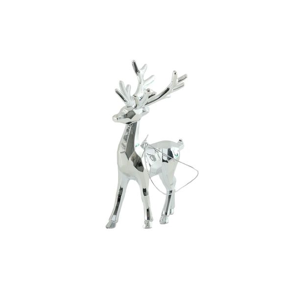 Reindeer Hanging Decoration - Shiny Silver - 10cm